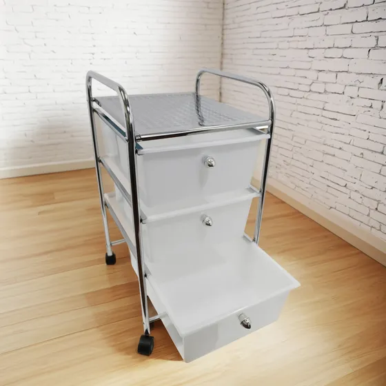 Organizador 3 Cajones Rack Mesa Auxiliar Multiuso C/ Ruedas