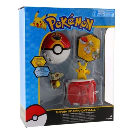 Pokémon Figuras Pikachu Y Cubone Throw N Pop Pokeball