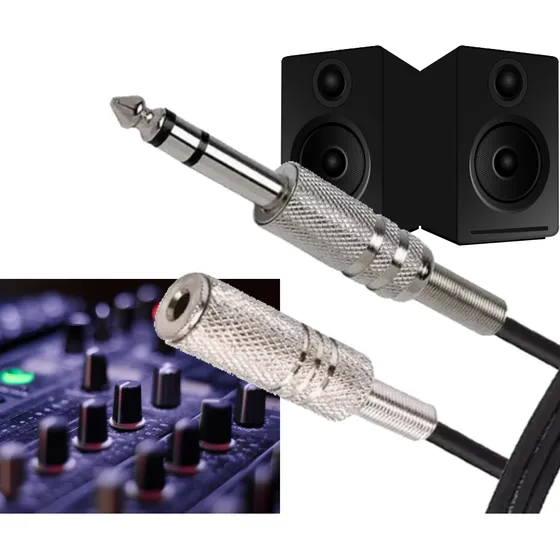 Cabo Extensor P2- Conector P10 Trs Profissional Blindado 1m