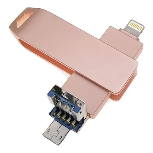 Memoria Usb 3.0 3 En 1 Para Iphone I Ios, Pc, Mac - Y Disk Rosa 250 Gb