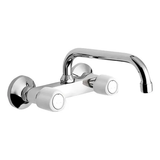 Grifo de cocina doble comando Peirano Lorca 53-010 blanco y cromo