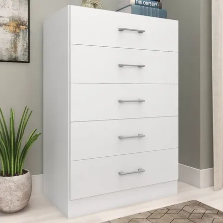 Foto de Cômoda Para Quarto Com 5 Gavetas Aruba Branco Ga