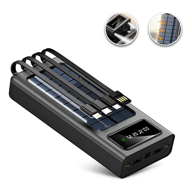 Power Bank Solar Recargable 30,000mah 4 Puertos Carga Rápida