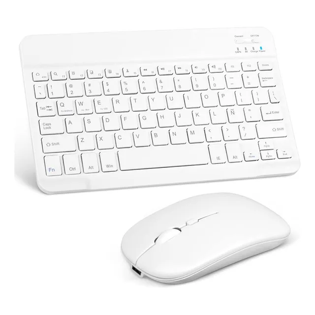 Combo Teclado Mouse Bluetooth Español Con Ñ Recargable