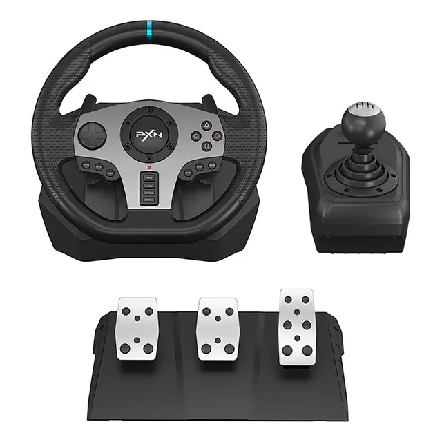 Volante De Carreras Pxn V9 Usb 28cm Con Pedales Y Palanca