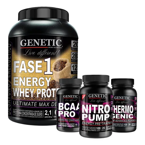 Prote F1 Nitro Pump Aminos Bcaa Quemador Termogenic Genetic Sabor Neutro