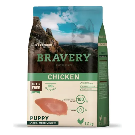 Bravery Puppy Pollo 12 Kg - Cachorro Raza Mediana Y Grande
