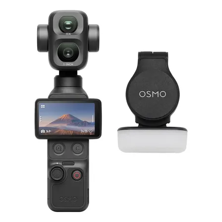 DJI Osmo Pocket 4P Estándar Combo , cámara para vlogs 4K de doble objetivo, zoom óptico de 3×, zoom de hasta 12×, 4K/240 fps, rango dinámico de 17 pasos, 103 GB de almac. integrado, luz de relleno