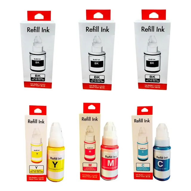 Tinta Compatibles Canon Gi190 G1100 G2100 G3100 G4100 Kit 6 Tinta CYAN MAGENTA YELLOW BLACK