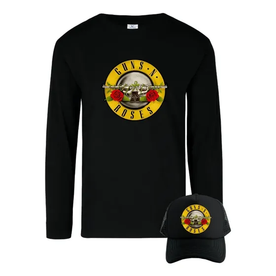 Camiseta Guns Roses Rock Manga Largaamibuso Obsequio Gorra 