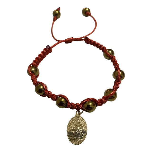 Pulsera Piedra Natural Acerina Y Medalla Divina Pastora