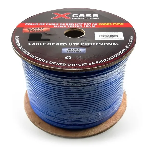 305m Cable Utp Xcase Cat.6a 10 Gbps Cobre Puro Forro Azul