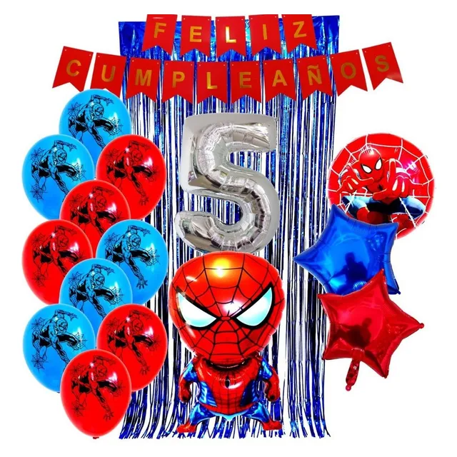 Combo Kit Deco Globos Hombre Araña+numero70cm+feliz Cumple