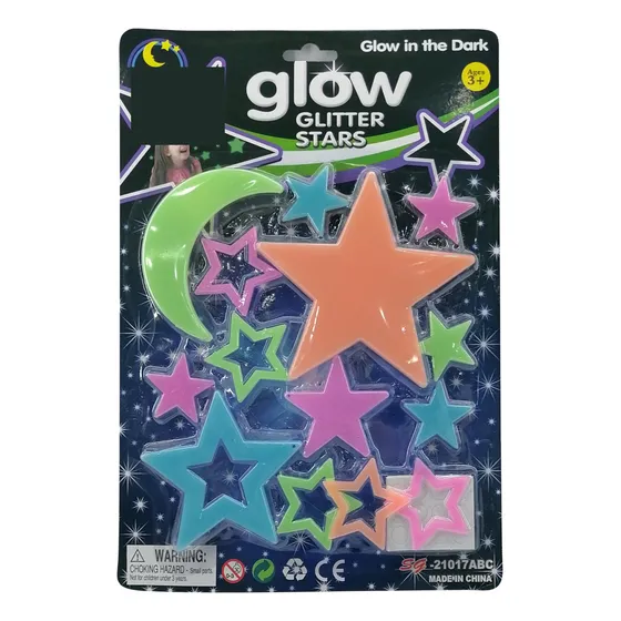 Estrellas Fluorescentes 14 Piezas Con Pegamento, En Blister
