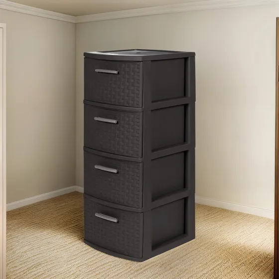  Cajonero Organizador Rattan Plastico 4 Niveles  Marca Mq