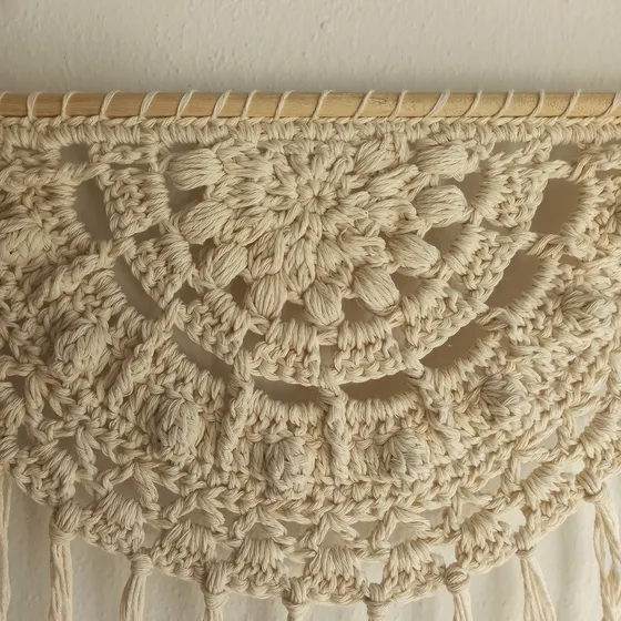 Colgante De Pared Artesanal Tejido Bohemio 27 Cm