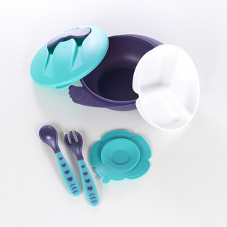 Kit Introdução Alimentar Refeiçaõ Bebe 4 Pcs Baby Style Cor Azul Kit Introdução Alimentar Refeiçaõ Bebe 4 Pcs Baby Style Cor Azul