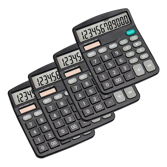 Kit 4 Calculadora De Balcão Mesa Visor Grande 12 Dígitos