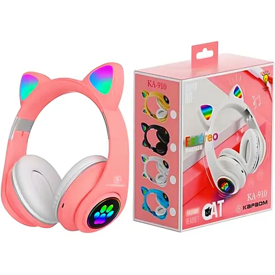 Fone De Ouvido Bluetooth Com Led Infantil Orelhinha Gato