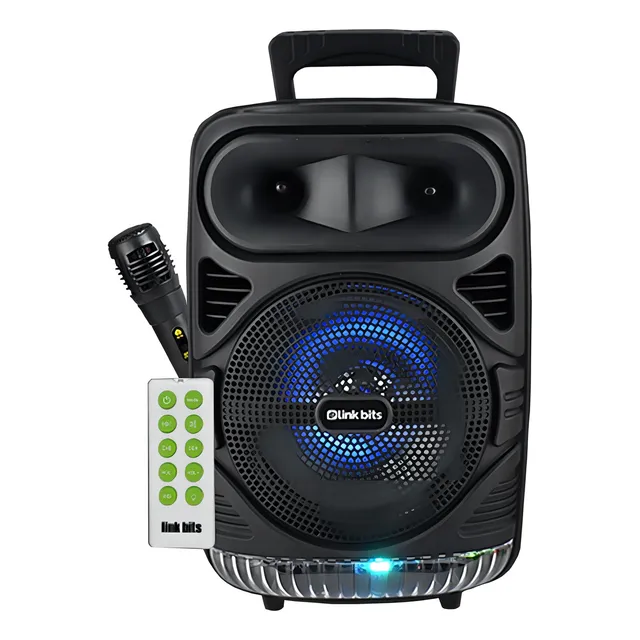 Bocina Bluetooth Grande Luz Led Microfono Tws 8 Pulg Control Negro