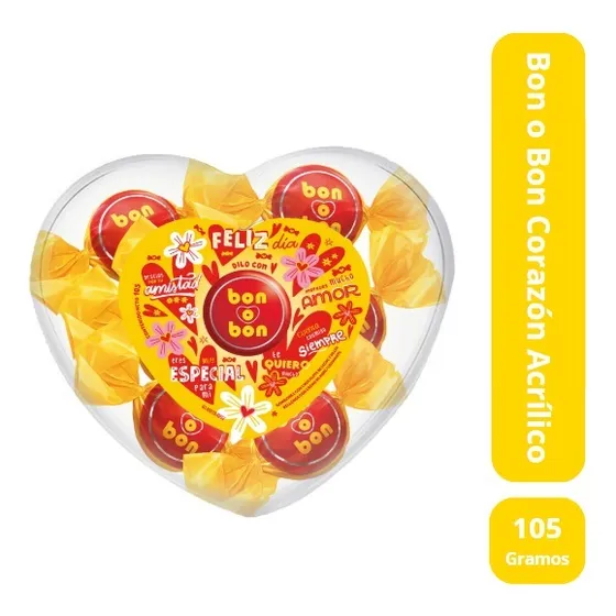 Arcor Caja Bon O Bon Corazón Acrílico 105 Gr