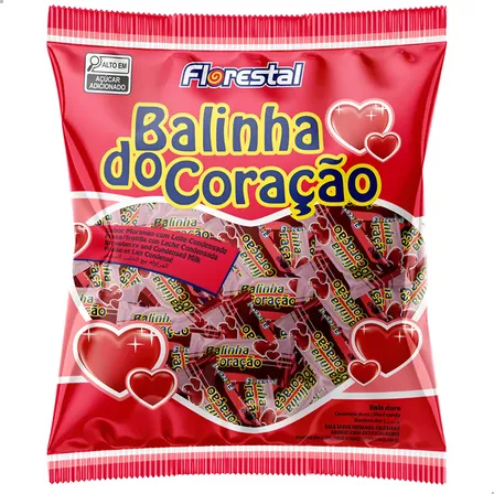 Pacote Balinha do Coração Morango 500 g Florestal