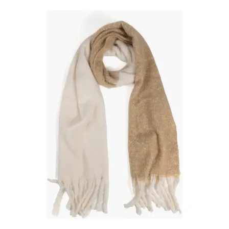 Maxi Bufanda Bicolor Color Beige Diseño de la tela Lisa Talla Tamaño Único