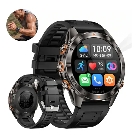 Relógio Inteligente Cardíaco Chamadas Bluetooth Esportivos Preto Mesh