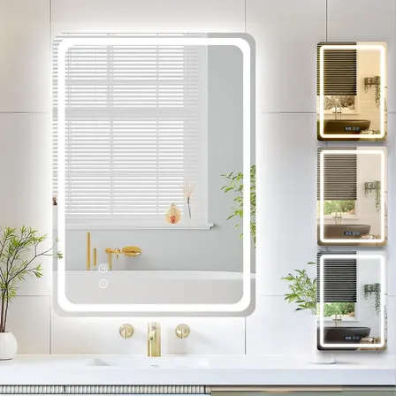 Espelho Grande Led 3 Cores 70x50cm De Desembaçamento Branco