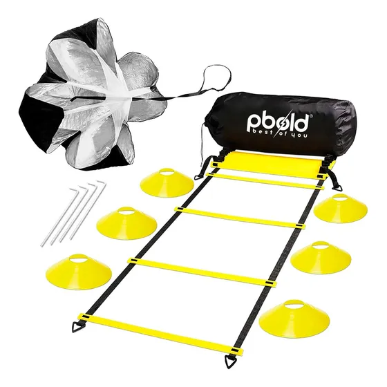Kit Juego Escalera Agilidad Coordinacion Equipo de Entrenamiento Paracaidas Conos Ejercicio Futbol baloncesto