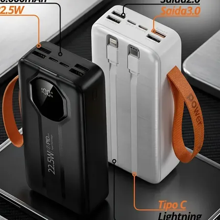 Power Bank Portatil 30000 22.5w Digital Cabos Ios Android