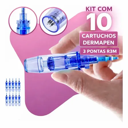 Kit 10 Cartuchos 3 Agulhas R3m Dermapen Diversos Modelos Bmed