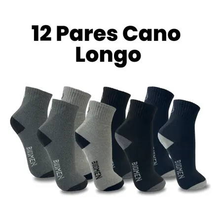 Kit 12 Pares Meia Masculina Cano Longo Men Sortida Sólida 38-43