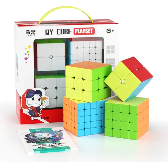 Pack 4 Cubos Speed Rubik Qiyi 2×2  3×3  4×4  5×5 Stickerless