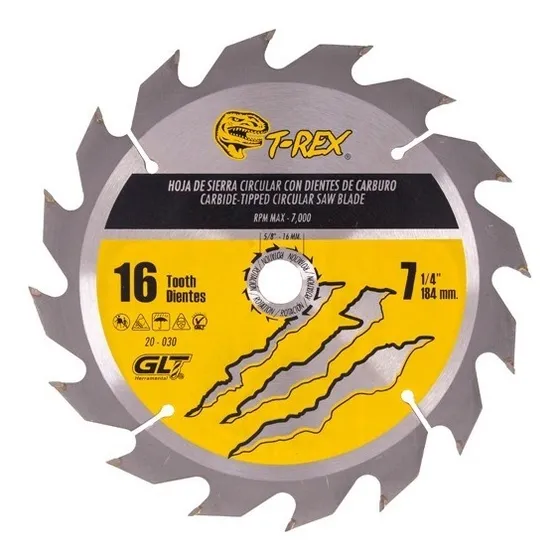 Disco Sierra Circular 7-1/4-16 Dientes Carburo T-rex 20-030