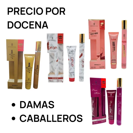 Perfume Loción Dama Caballero Set 2 Piezas Docena Mayor