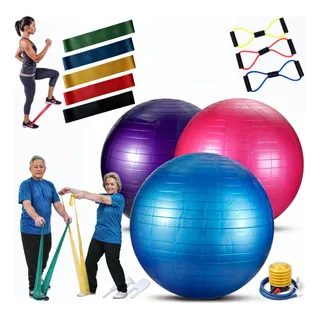 Pilates Kit ExercĂcios 9 Em 1 Bola 55cm C/ Bomba + ElĂĄsticos Pilates Kit ExercĂcios 9 Em 1 Bola 55cm C/ Bomba + ElĂĄsticos