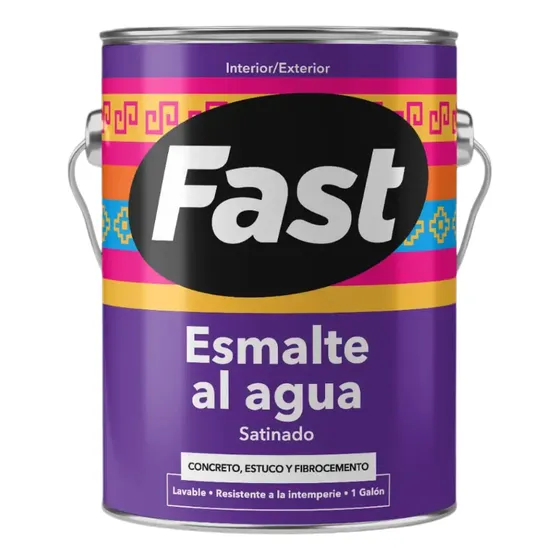 Pintura Esmalte Al Agua Antihongos Lavable Fast Galón 3.8lt Acabado Satinado Color Gris Claro