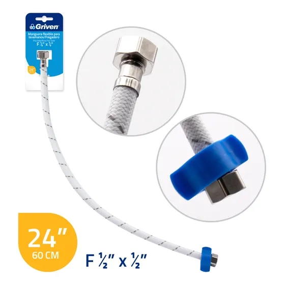 Canilla 1/2 X1/2  Nylon Flexible Blanco Griven