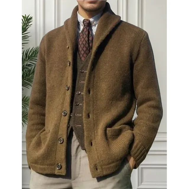 Abrigo Invierno Casual Suéter Bolsillo Cárdigans Hombres