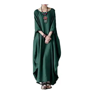 . Vestido Largo De Playa Suelto De Lino De Algodón For Mujer . Vestido Largo De Playa Suelto De Lino De Algodón For Mujer