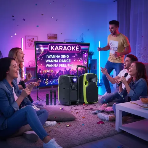 Alto-falante de karaokê Jyx T10t, disco preto portátil Bluetooth e
