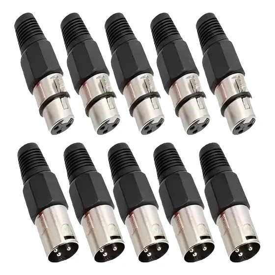 Kit 20 Plug Conector Xlr Canon Macho Femea Preto Profissiona