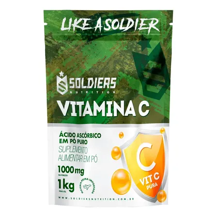 Vitamina C Em Pó Ácido Ascóbico 1Kg 100% Puro Soldiers Nutrition Bem-Estar Energia