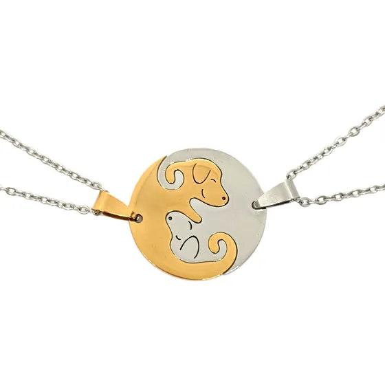 Collar Yin Yang Perros Parejas Amigos 2 En 1 Acero