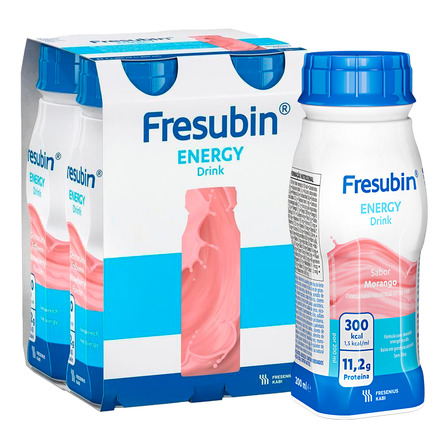 Fresubin Energy Drink 200ml - Morango - Kit Com 4 Fresubin Energy Drink 200ml - Morango - Kit Com 4