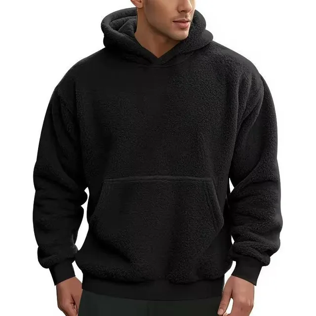 Buzo Oversize De Peluche Reversible Para Hombre - Estilo Retro Con Capucha Y Tejido Grueso, Ideal Para Calle, Resistente | Tamaño Adulto - Imagen 2