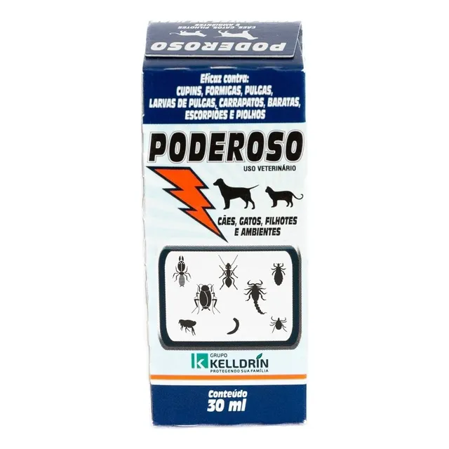 3x Poderoso Vet 30ml Caes E Gatos Contra Pulgas E Carrapatos