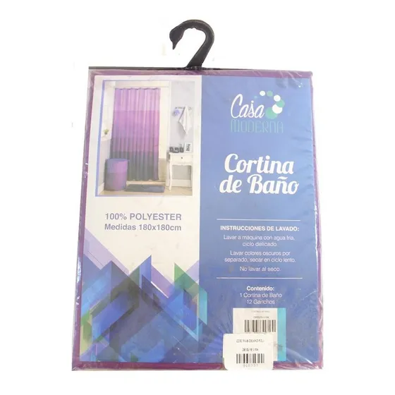 Cortina Baño Casa Moderna 1,80 X 1,80 M Poliester Morado