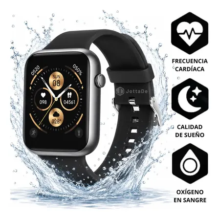 Smartwatch Reloj Inteligente Sumergible Jd Capri Llamadas Bluetooth Múltiples Modos Deportivos Presión Arterial SPO2 Control de Música Color Negro